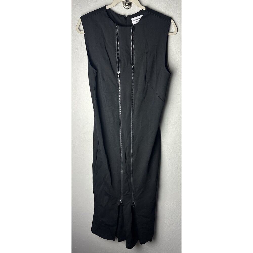The Zipper Dress By Poppyseed Black Sheath Women's Large Ponte Knit Multi-way